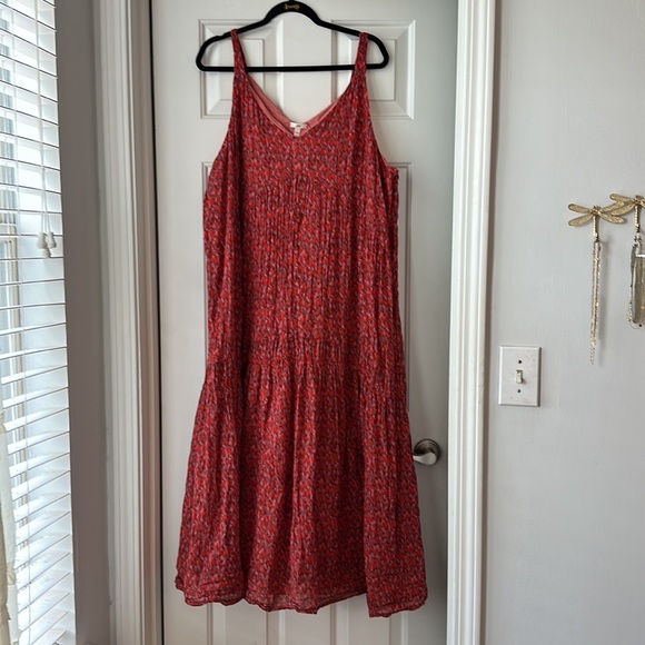 Joie Red Bondi Tiered Maxi Dress Tea Rose Size XXL 100% cotton red pink - Picture 2 of 5